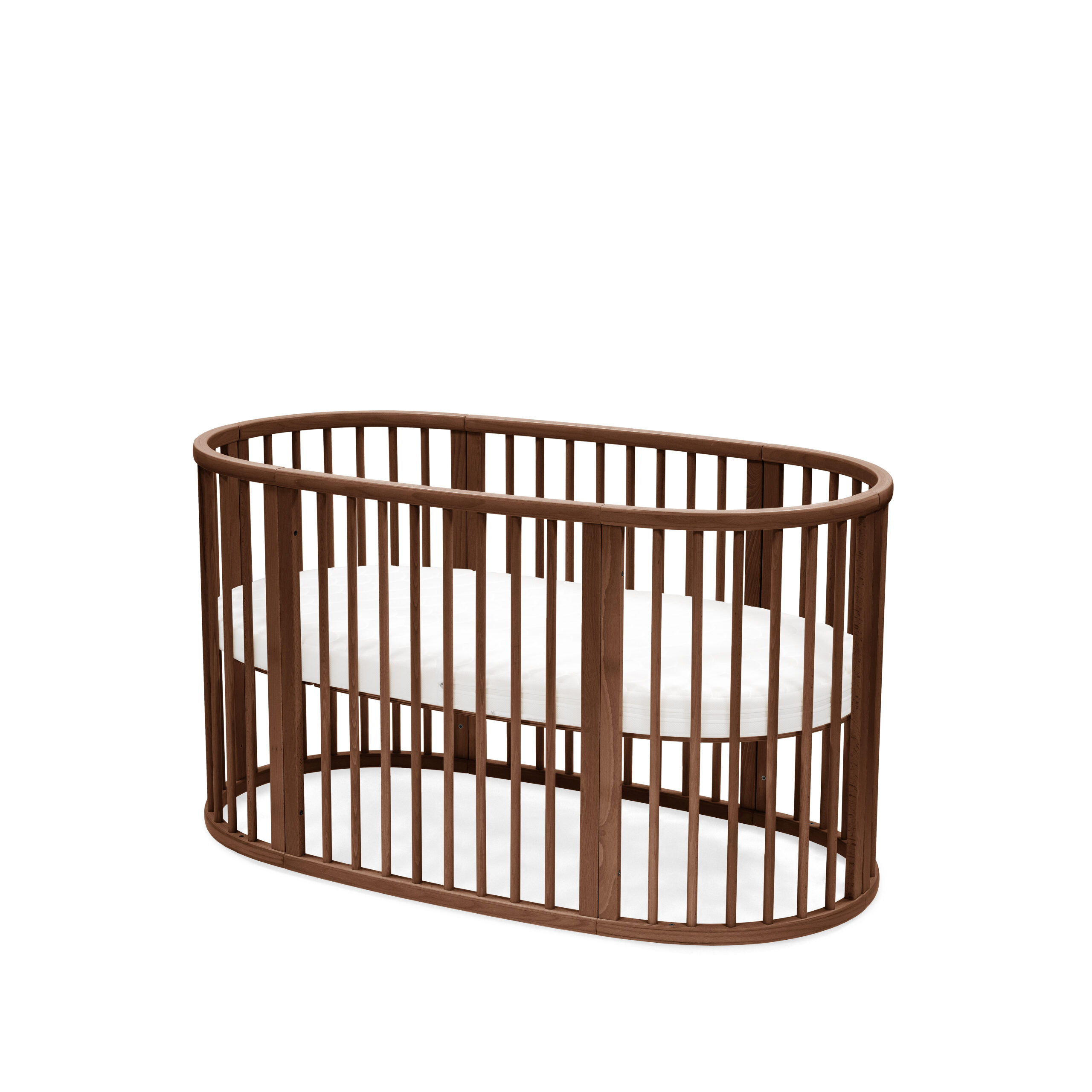 Stokke® Sleepi™ Bed. Warm Brown. Mattress. Closed. Angled view.