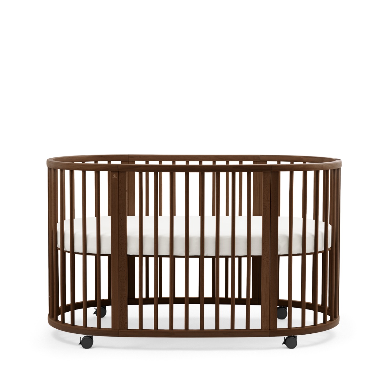 Stokke® Sleepi™ Bed Warm Brown. Wheels Black. Fitted Sheet White.