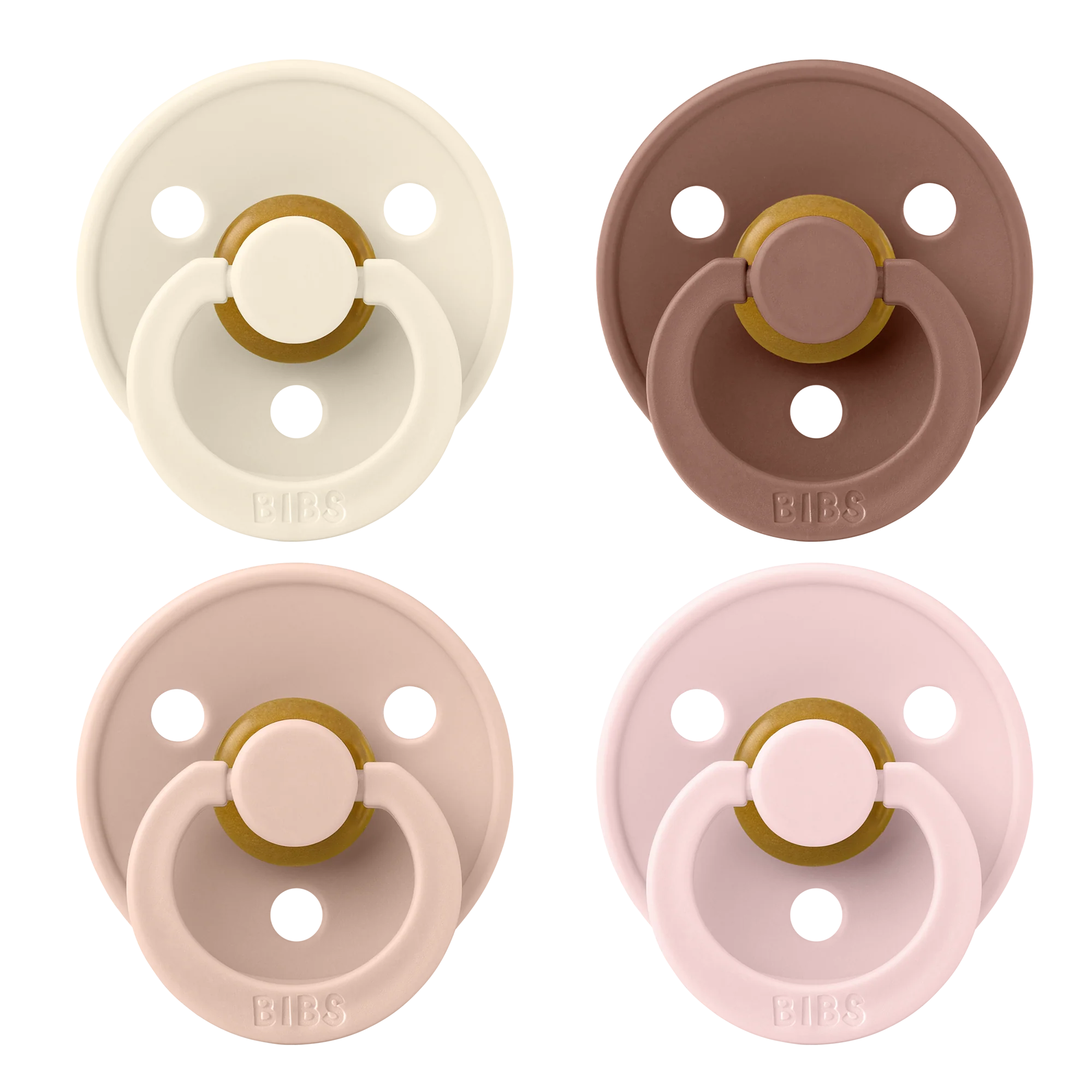 BIBS Colour - krémfehér/púderrózsaszín/mackó/cseresznyevirág (4 db)