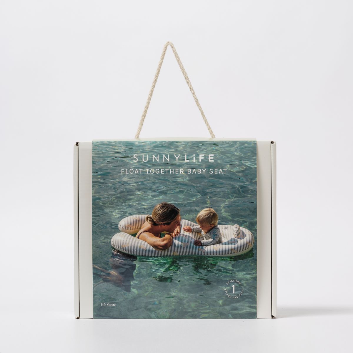 Sunnylife kétszemélyes együtt a babával úszógumi - Duck Sage Stripe - Image 3