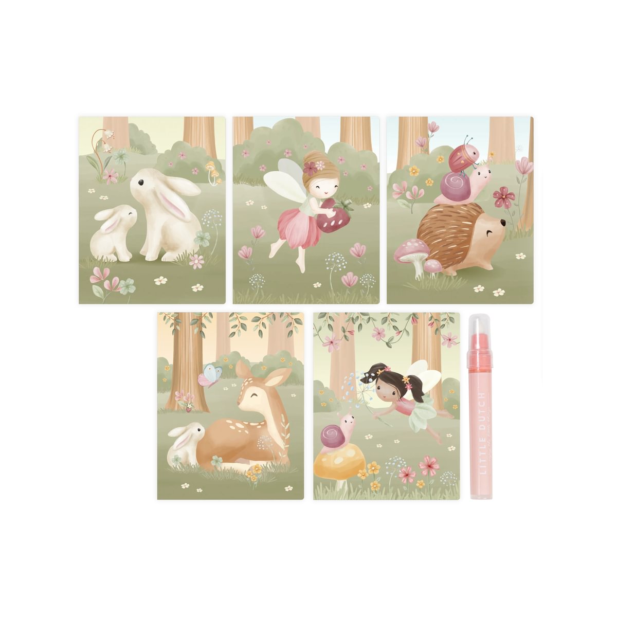 Little Dutch vízzel színező füzet - Rosa Fairy Garden - Image 14