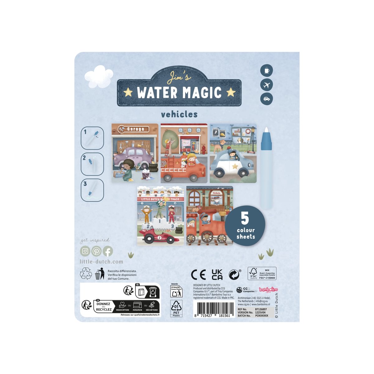 Little Dutch vízzel színező füzet - Jim járművei - Image 13