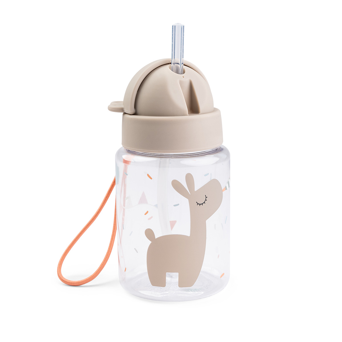 Straw bottle - Celebration - Sand Done by Deer szívószálas kulacs, Celebration - homokszínű – baba étkezés kellék