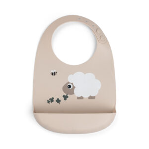 Done by Deer Szilikon előke, Sheepy - homokszínű – baba étkezés kellék