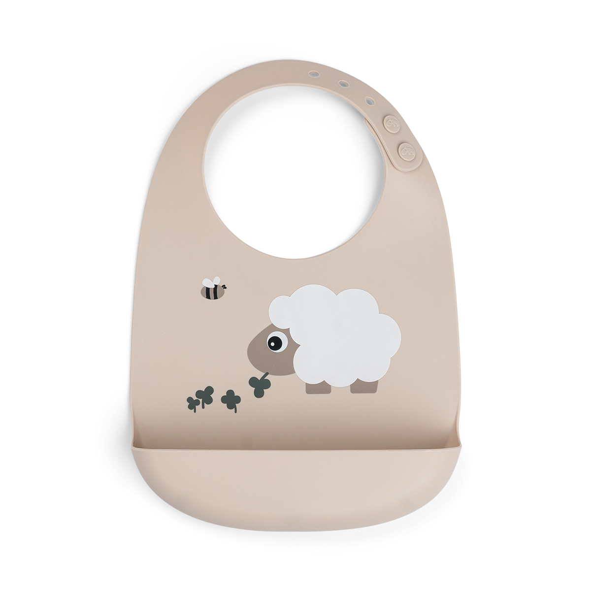 Done by Deer Szilikon előke, Sheepy - homokszínű – baba étkezés kellék