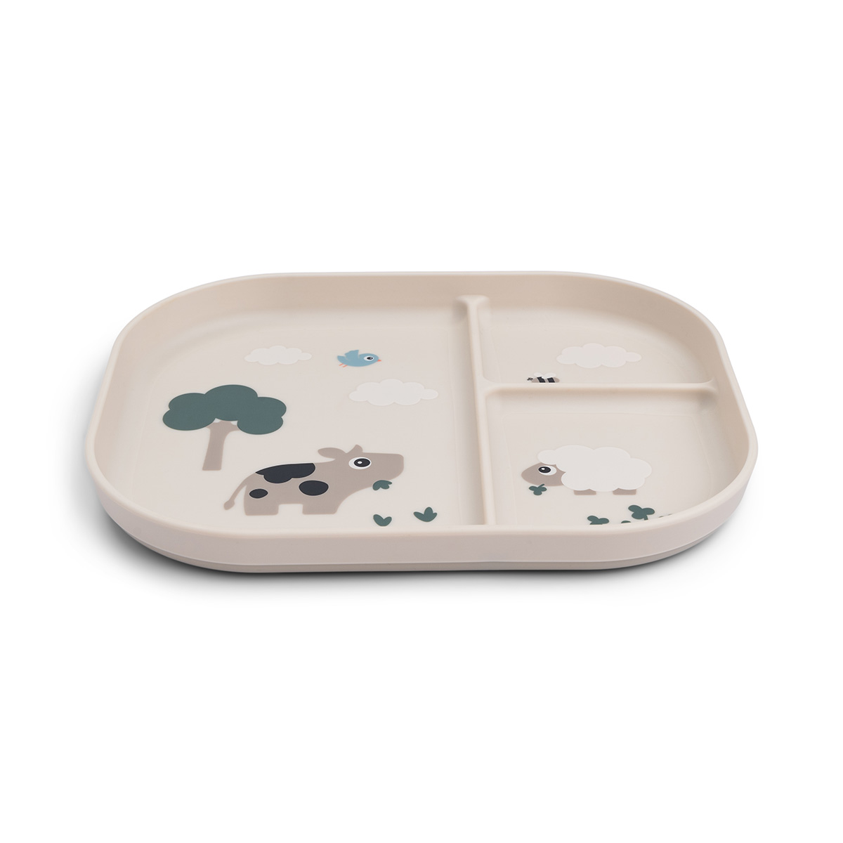 Foodie compartment plate - Tiny farm - Sand Done by Deer Többrekeszes tányér, Tiny Farm - homokszínű – baba étkezés kellék