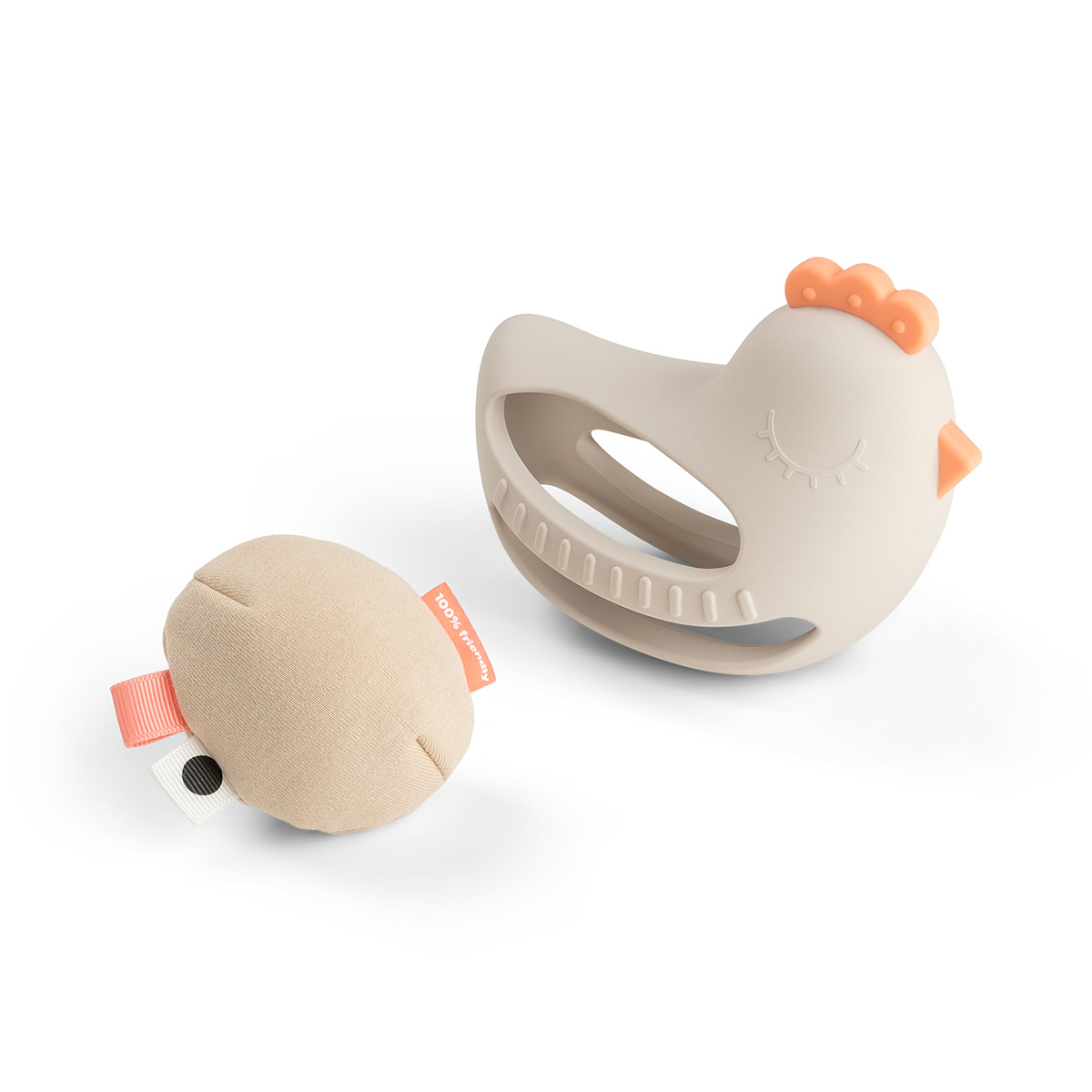 Grip & teether toy w/rattle - Clucky - Sand